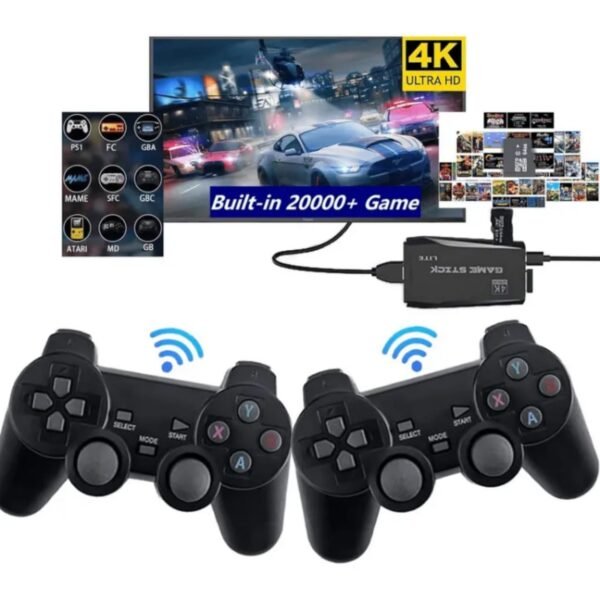 Wireless Retro Game Console, Built in 64gb 20,000 Games, 9 Classic Emulators, Hdmi game stick Plug and Play Video Game Stick High Definition HDMI Output for TV with Dual 2.4G Wireless Controllers - Image 4